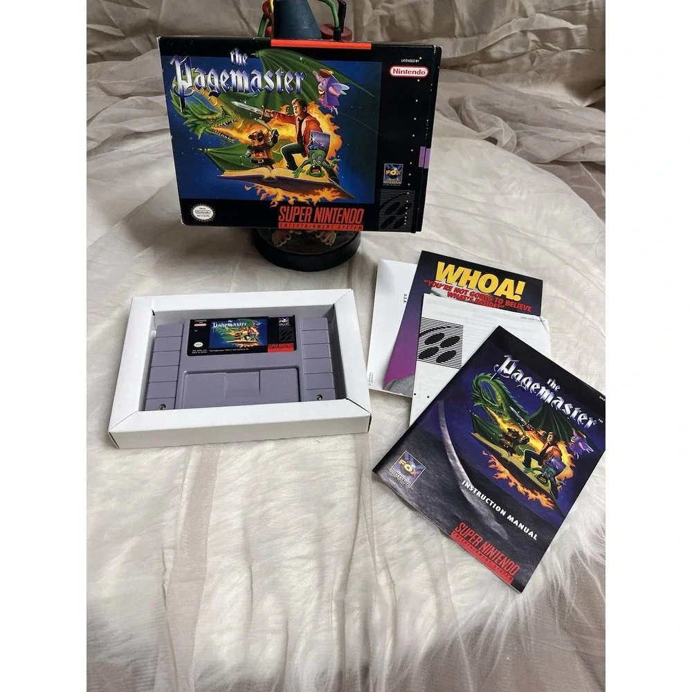 The Pagemaster SNES W/ Box Manuals Inserts Complete Tested Working Minty
